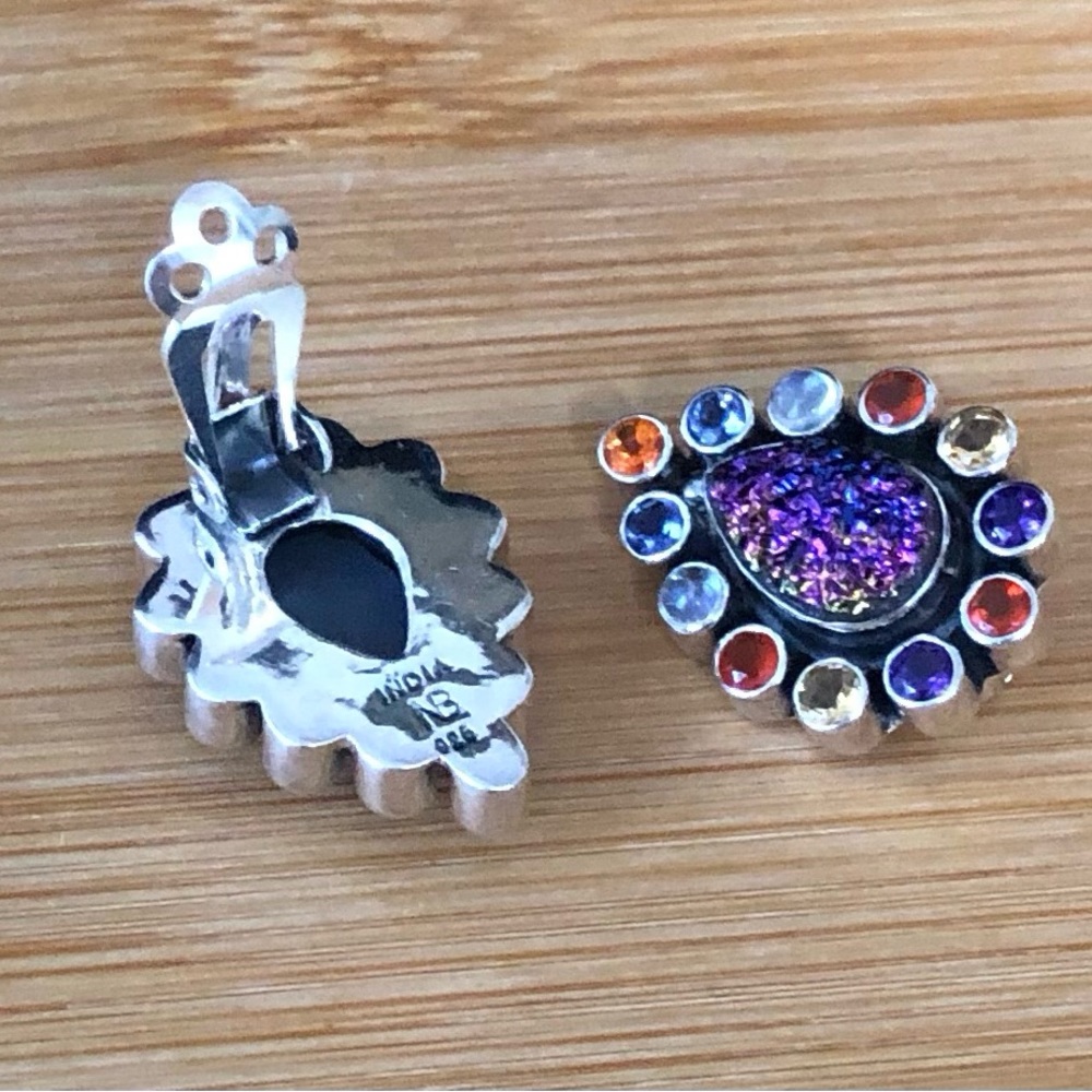 $59  Nicky Butler Estate Clip On Earrings  Sterling Silver 925 NB India